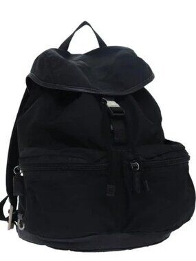 PRADA Backpack Nylon Black Auth ki4596